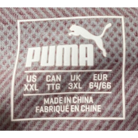 PUMA SHORT SLEEVE GOLF POLO, MENS, XXL, CRANBERRY & WHITE STRIPES, FRONT POCKET - Picture 9 of 12